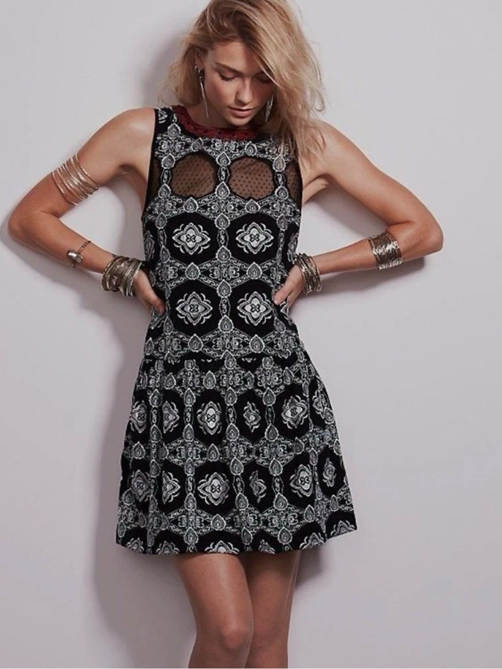 Free People Ovs Night Dress - Mesh, Embroidered - S - NWOT